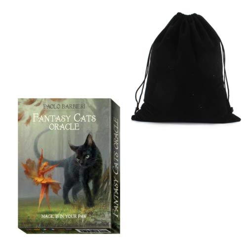 Shop4top Barbieri Fantasy Cats Oracle Cards Deck and Bag