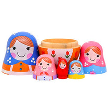 Load image into Gallery viewer, Monnmo 5Pcs Handmade Wooden Russian Nesting Dolls Matryoshka Dolls - Stacking Doll Set of 5 from 4.3&quot; Tall (Blue)
