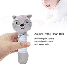 Load image into Gallery viewer, Baby Plush Rattle Toy, Cartoon Animal Children Hand Bells BB Squeaker Sound Paper Early Grasp Ability Gift for Toddler Kids(Racoon Dog)
