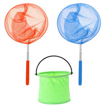 Load image into Gallery viewer, STOBOK Fishing Nets Bucket Set, Kids Fishing nets 3PCS Outdoor Fishing Extendable Telescopic Tool Net for Kids Playing Catching Insects| 37 x 20 x 0. 5 Childs Fishing net cm Children s Fishing nets
