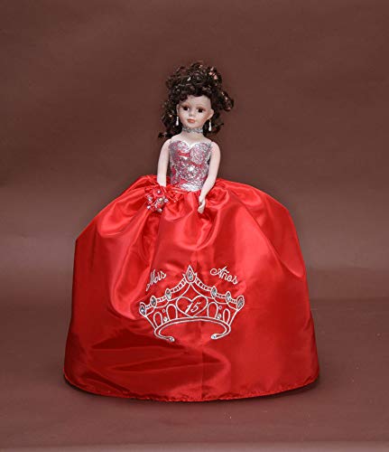 Red Quinceaera Doll. Crown Design. Mueca para quinceaera. M091