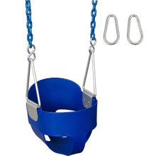 Load image into Gallery viewer, Swing Set Stuff Highback Full Bucket with 8.5&#39; Coated Chain &amp; SSS Logo Sticker, Blue

