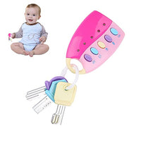 Pssopp Musical Car Key Toy Colorful Baby Smart Remote Key Toys Sound and Lights Toddlers Kids Toys for Travel Fun and Educational(Pink)