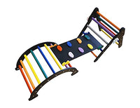 WoodenLikes Set of 3 Pickler Climbing Triangle for Kids & Toddlers - Montessori Climber Jungle Gym Slide Arch Ramp Indoor Playground - Climbing Toys for Kids Toddlers (Size M) (Black/Rainbow)