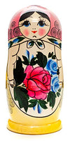 170 mm Pink Head Semenovskaya Hand Painted Wooden Russian Matryoshka Nesting Doll 7 pcs Inside
