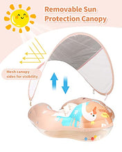 Load image into Gallery viewer, Free Swimming Baby Infant Pool Float with Sun Canopy Inflatable Baby Swimming Floatie with Sponge Safety Bottom Support Water Toys Swimming Trainer for Age of 3-72 Months (Pink, X-Large)
