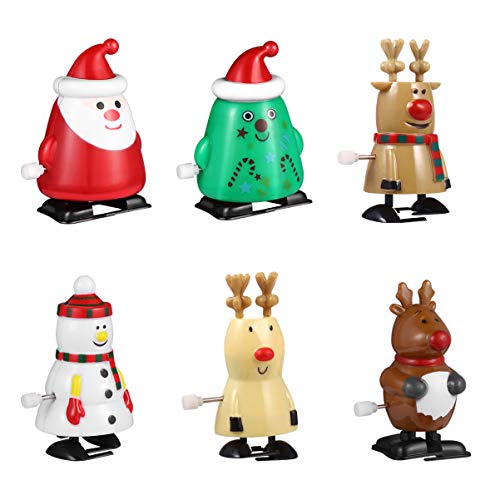 STOBOK Christmas Wind-Up Toys 6 Pcs, Funny Cartoon Santa Clockwork Toys Festive Christmas Theme Party Props Walking Toys Clockwork Playthings for Holiday Party Favor Goody Bag FillerParty