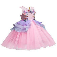 Load image into Gallery viewer, REXREII Baby Girls Unicorn Costume Pageant Party Tulle Dress w/Headband Wedding Birthday Christmas Halloween Outfits Pink 9-10T
