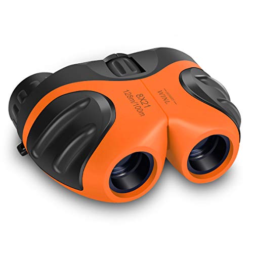 Best Toys for 4-9 Year Old Boys, Happy Gift 8x21 Compact Waterproof Travel Binoculars,Best Gifts for Kids (Orange)