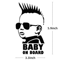 Load image into Gallery viewer, 2Pcs Baby on Board Funny Baby Carlos Sticker, Black and White Vinyl Decals, Safety Caution Decal Sign, No Fade, No Need for Magnet or Suction Cup Removable/Reflective/Waterproof (White)
