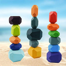 Load image into Gallery viewer, Marrywindix 16 Pieces Colorful Stacking Blocks Set Wooden Stone Natural Balancing Blocks Building Blocks Stacking Game Rock Blocks Educational Puzzle
