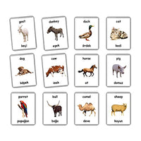 Farm Animals Flash Cards - 27 Laminated Flashcards | Homeschool | Montessori Materials | Multilingual Flash Cards | Bilingual Flashcards - Choose Your Language (Turkish + English)