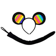 Load image into Gallery viewer, SeasonsTrading Rainbow Mouse-A-Like Ears Headband &amp; Tail Costume Set Party Kit (16 Inch Tail)

