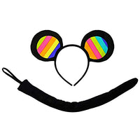 SeasonsTrading Rainbow Mouse-A-Like Ears Headband & Tail Costume Set Party Kit (16 Inch Tail)