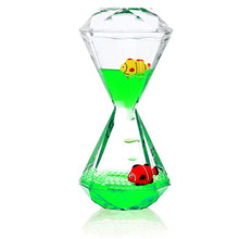 Load image into Gallery viewer, YUE ACTION Liquid Motion Bubbler Floating Sea Creatures, Diamond Shaped Liquid Timer for Fidget Toy,Autism Toys , Children Activity, Calm Relaxing and Home Ornament (Green Liquid with Fish Toys)

