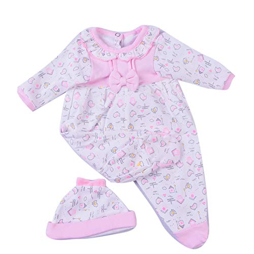 Medylove Reborn Baby Dolls Girls Clothes 16-18 inch Newborn Reborn Doll Pink Outfit Printed Baby Jumpsuit