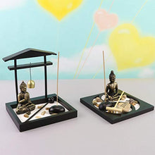 Load image into Gallery viewer, balacoo Japanese Tabletop Meditation Zen Small Office Desktop Miniature Buddha Tabletop Mini Rock Sand Wooden Base Peaceful Garden Decoration
