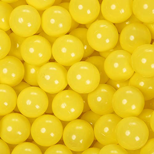 PlayMaty Play Ball Pool Pit Balls - 2.36inches Phthalate&BPA Free Plastic Ocean Transparent Balls for Kids Toddlers and Babys for Playhouse Play Tent Playpen Pool Party Decoration Pack of 70 (Yellow)
