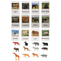NUOBESTY Animal Model Card Animal Match Cards Miniature Animals Model with Matching Cards Toddlers Kids Early Teaching and Learning Aids