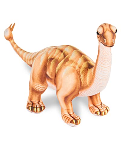 Real Planet Dinosaur Plush Toy - Realistic Stuffed Animal Gift for Kids All Ages, Big Jurassic Shunosaurus, Christmas Birthday Gifts (Brown Shunosaurus, 26