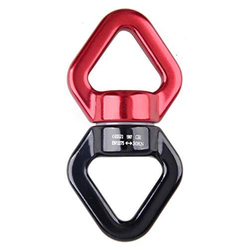 TRIWONDER Swing Swivel 30KN Micro Rotator Safety Rotational Device Hanging Accessory for Rock Climbing, Hanging Hammock, Web Tree Swing, Aerial Dance, Children's Swing Spinner Hanger (Red & Black)