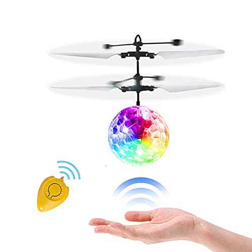 RC Flying Ball Toys, WEKITY Hand Spinner Drone Helicopter Ball Built-in Shinning LED Flashing Light Aircraft Helicopter Induction Toy for Kids Teenagers Gifts for Indoor Outdoor Games (RC Flying Toy)
