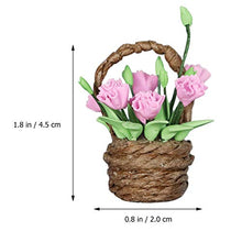 Load image into Gallery viewer, EXCEART Dollhouse Basket 1: 12 Scale Dollhouse Miniature Flower Basket Decor Fairy Garden Doll Plant Toy Accessories Decoration Micro Landscape Accessories

