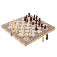 3-in-1 Game Set, Chess Checker and Backgammon, Protable Folding Travel Wooden Chess, 6+ Years