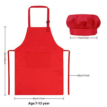 Load image into Gallery viewer, Yarachel Kids Apron and Chef Hat Set - 8 Pieces Waterproof and Adjustable Child Aprons with 2 Pockets Kitchen Bib Aprons for Boys and Girls Kitchen Cooking Baking Painting (Medium, Color 1)
