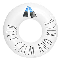 Rae Dunn Junior Ring Float by CocoNut Float Keep Calm and Kick Theme - 32 Inch Inflatable Raft & Durable Water Inner Tube - Stable Ride-On for Summer Parties & Swim Events