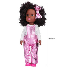 Load image into Gallery viewer, LZKW Black Girl Doll, Play Together Baby Doll Toy, Reborn Baby Doll, 14in Cute Safe Boys for Children Girls Kids(Q14-50 Bright Pink Strap)
