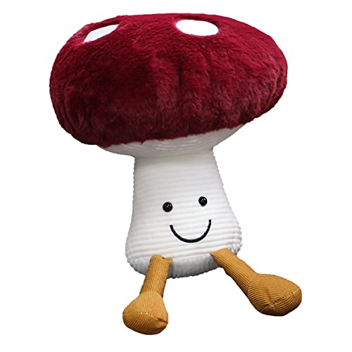 Ukadou Cute Mushroom Pillow, 3D Creative Stuffed Plush Mushroom Pillow Plush Toys Red (10inch)