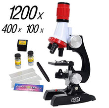 Load image into Gallery viewer, Science Kits for Kids Microscope Beginner Microscope Kit LED 100X, 400x, and 1200x Magnification Kids Science Toys,red
