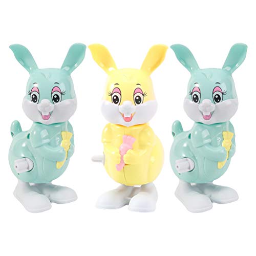 LUOZZY Clockwork Bunny for Kids Wind up Rabbit Toy Lovely Rabbit Figures Easter Party Decorations 3 Pcs(Random)
