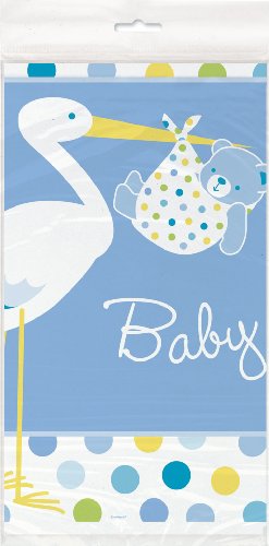 Blue Stork Baby Shower Plastic Tablecloth, 84
