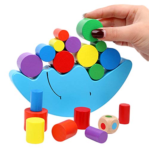 Wooden Stacking Blocks Balancing Games , Moon Equilibrium Puzzles Toy , Preschool Early Educational Parent-Child Interaction Sorting Games for Toddler , Kids , Children