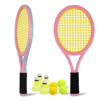 Crefotu Tennis Racket for Kid,Sponge Handle, Include 2 Soft Balls,2 Tennis Balls and 4 Badminton Balls,Tennis Racquet for Toddler (2+ Years Old)
