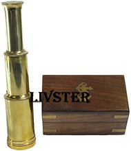 Load image into Gallery viewer, 6&quot; Solid Brass Handheld Telescope - Nautical Pirate Spy Glass with Wood Box
