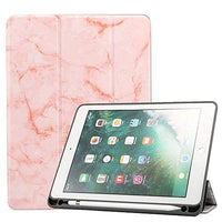 Jennyfly 10.2 inch iPad Smart Cover, PU Leather Multi-Viewing Smart Auto Wake/Sleep with Pencil Slot Tri-fold Hand Free Stand Soft Back Protective Cover for 2019 7th Gen iPad 10.2 - Pink