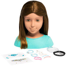 Load image into Gallery viewer, I&#39;m A Stylist Styling Head Deluxe Lucy - Doll Mannequin Head, Interchangeable Wig, Synthetic Fiber Brown Hair Includes Magnetic Lashes, Hair Accessories, Earrings &amp; Face Gems for Kids 8+ Years - 13&quot;
