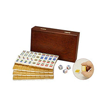 Load image into Gallery viewer, HIZLJJ Mini Portable Travel 20MM Golden Mahjong Carry Wooden Box Melamine Mah-Jong Leather Table Majiang Board Chess Set Game
