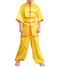 Load image into Gallery viewer, Koala Superstore Kids Boys Chinese Traditional Martial Arts Uniform Outfit Costume Stage Performance Clothing-Yellow, Height 115-125cm

