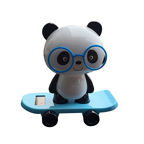 farawamu Solar Power Dancing Toy, Cute Solar Powered Car Dashboard Home Desk Decor Dancing Panda Swinging Toy Gift Blue