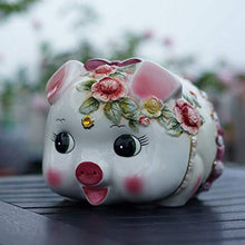 Load image into Gallery viewer, Piggy Bank Embossed Rose Small Charming Pig Ceramic Piggy Bank Large Capacity Coin Bank Money Bank for Kids
