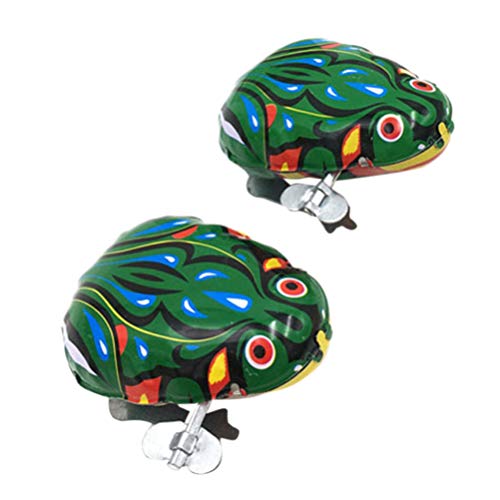 TOYANDONA 2pcs Jumping Frogs, Retro Classic Clockwork Frogs Toys Animal Wind up Toys for Kids Toddlers Party Favor