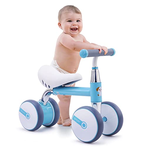 Baby Balance Bike for 10-24 Months Riding Toys for Toddler Baby Balance Bike Walker 4 Wheels No Pedal Bicycle to Exercise Standing and Running Birthday Gift for 1-2 Year Old Boys Girls (Blue)