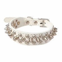 Load image into Gallery viewer, Pet Dogs Collar,Studded Spiked Rivet Adjustable Length Buckle Fashion Neck Strap (M, White)
