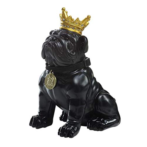 OUMIFA Piggy Bank Large Bulldog Piggy Bank Hand Carved Coin Coin Piggy Bank Child Adult Creative Birthday Place About 350 Coins (Black) Savings Piggy Bank for Kids