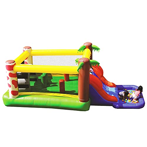JumpOrange Jungle Inflatable Bounce House and Water Slide with Splash Pool (Blower Included), for Kids and Adults | Tunnel Entrance and Obstacle Course| Bouncy House | 100% PVC Vinyl | Summer Fun