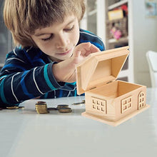 Load image into Gallery viewer, TOYANDONA Wooden House Piggy Bank Retro House Shaped Money Saving Pot Container Creative Wood Coin Bank Kids Birthday Gift Toy(Without Lock)
